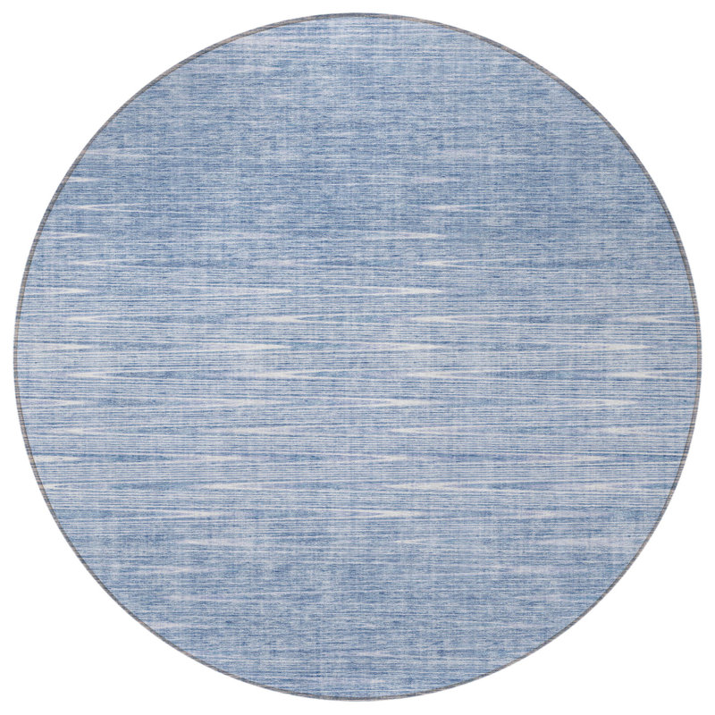Tapis d'intérieur rond lavable abstrait bleu et bleu 8 pi Denim