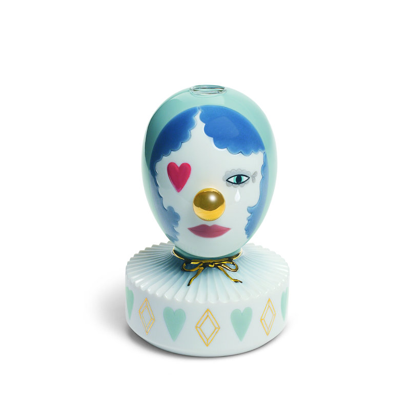 Vase de table en porcelaine blanche / bleue / dorée The Fantasy