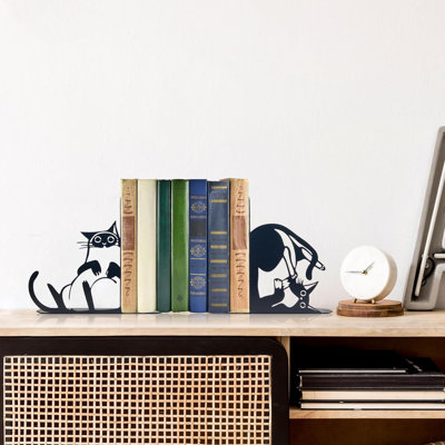 Mignon serre-livres en métal pour chats