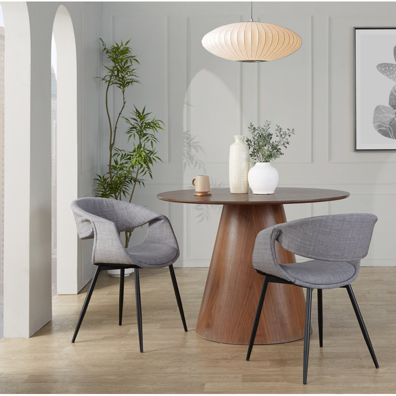 Chaises rembourrées Clarissa avec pieds fuselés en métal, Tissu gris, Noir, noir, noir, noir
