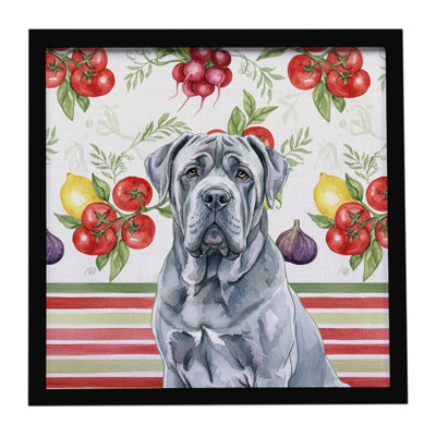 Blue Neapolitan Mastiff Vegetables Framed Metal Print