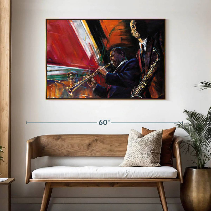 Rouge vif, 46 po x 31 po, Cadre flottant doré