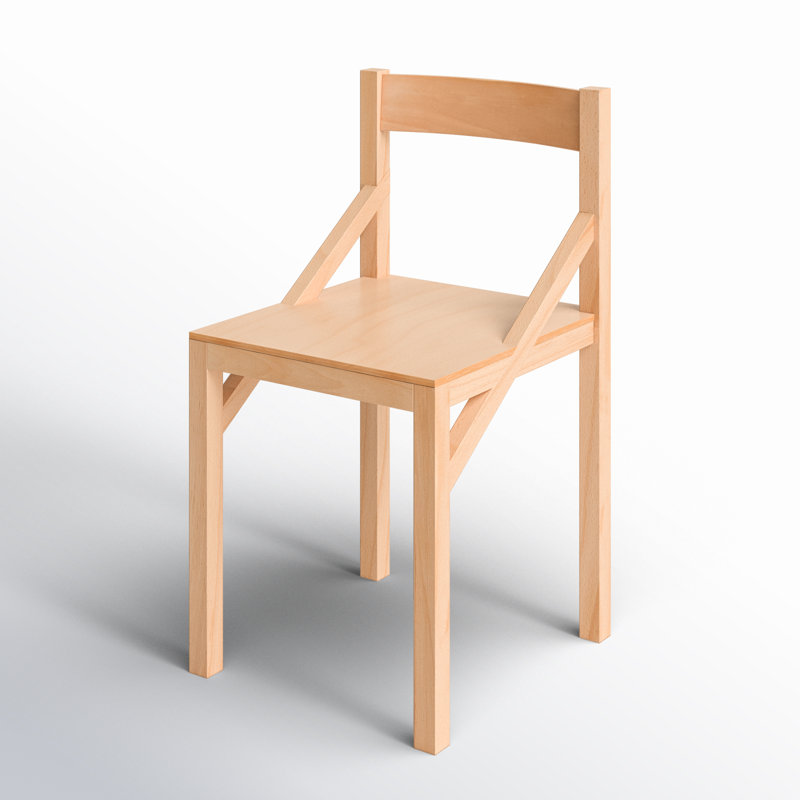 Natural Beech Wood Low Back Dining Side Chair