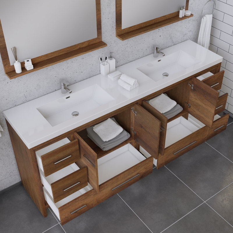 Ensemble de meuble-lavabo double 84 po Feike, Blanc