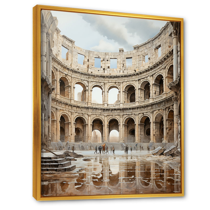 «Italian Colosseum Memory II», reproduction sur toile, Cadre flottant doré, H 32 po x l 16 po x P 1 po