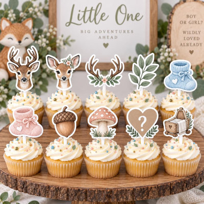 Ensemble de 10 petits bouchons en forme de petit gâteau Buck ou Doe, genre révèle un décor de fête