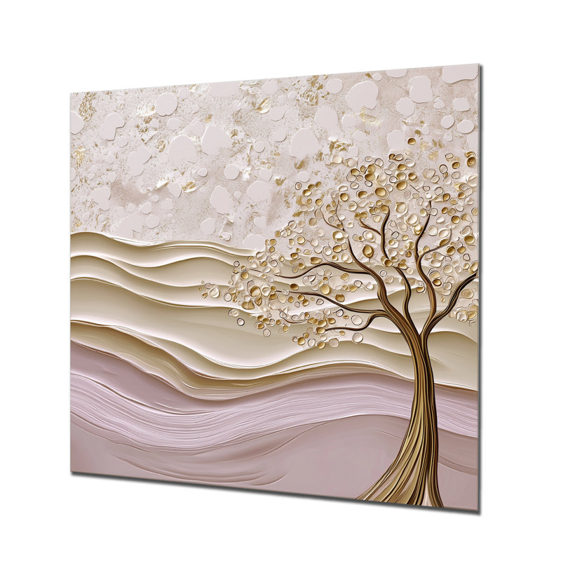 Lavande Bloom, arbre d'acacia Horizon II - paysages, impression sur métal, H 16 po x l 16 po x P 0,84 po