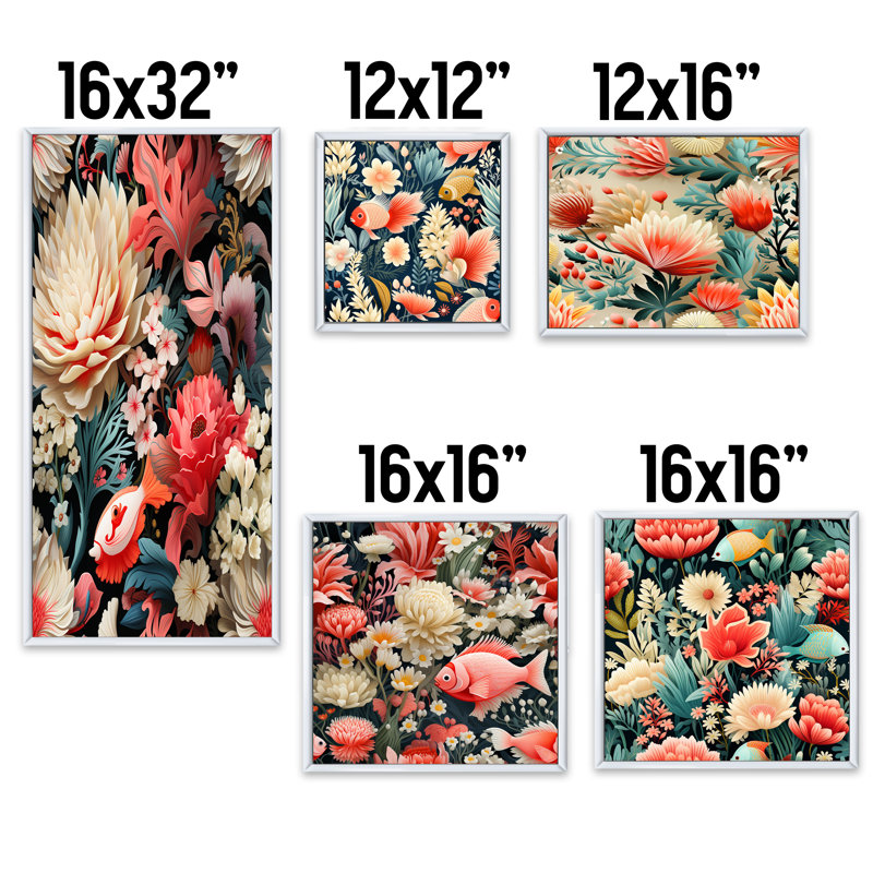 Roseau - Ensemble de 5 décorations murales tropicales, Cadre flottant blanc