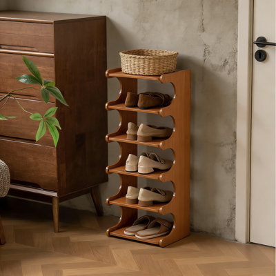 Étagère à chaussures étroite à 6 niveaux, range-chaussures en bois peu encombrant pour l'entrée, le couloir, la chambre à coucher et le salon