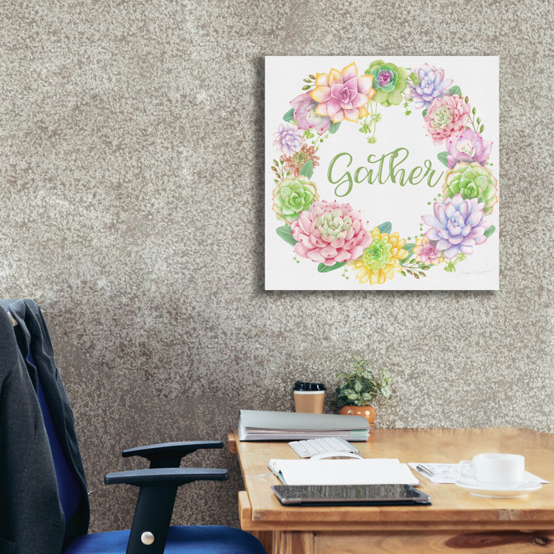 «Succulent Wreath A» par Jean Plout, art mural sur toile, H 26 po x l 26 po x P 1,5 po