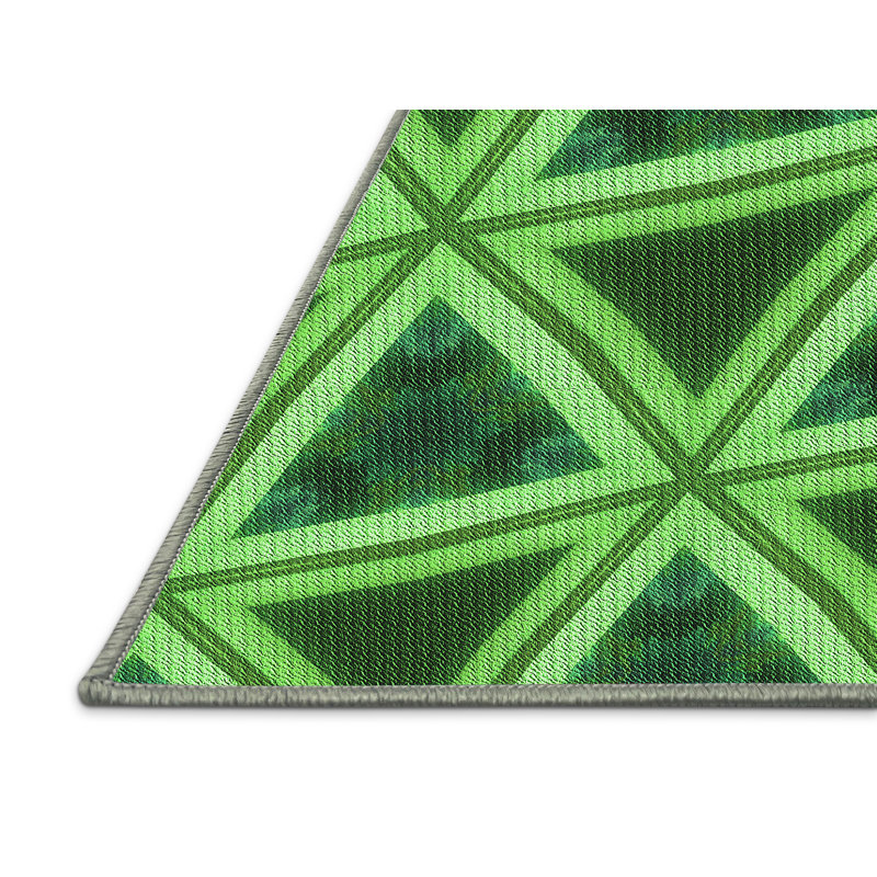 Tapis 100% à motifs lavables à la machine 2989 Pat3620-GRN, Rectangle de 2 pi x 3 pi