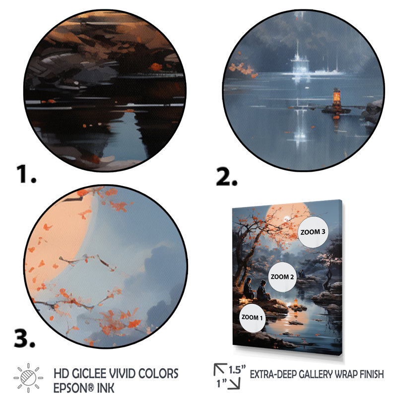 Olympus Japon Art - Lune de Tsukimi II - impression, H 32 po x l 24 po x P 1 po, Toile tendue