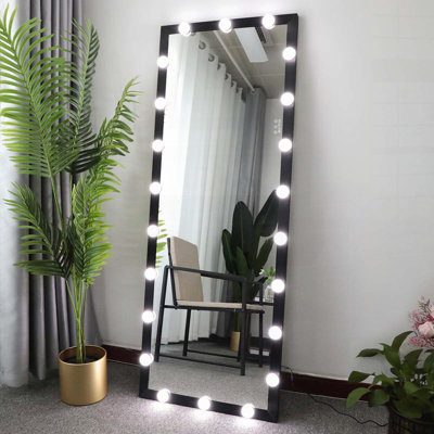 Miroir Hollywood avec lumières - noir 63 x 24 po