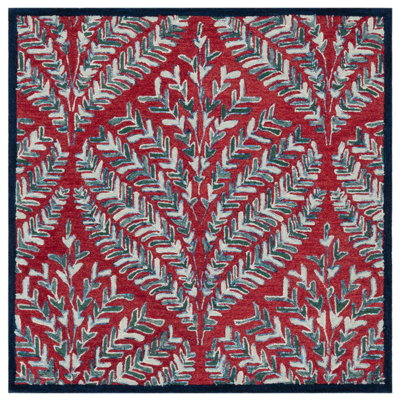Chaitra Hand Tufted Wool Floral Rug, Square 7'