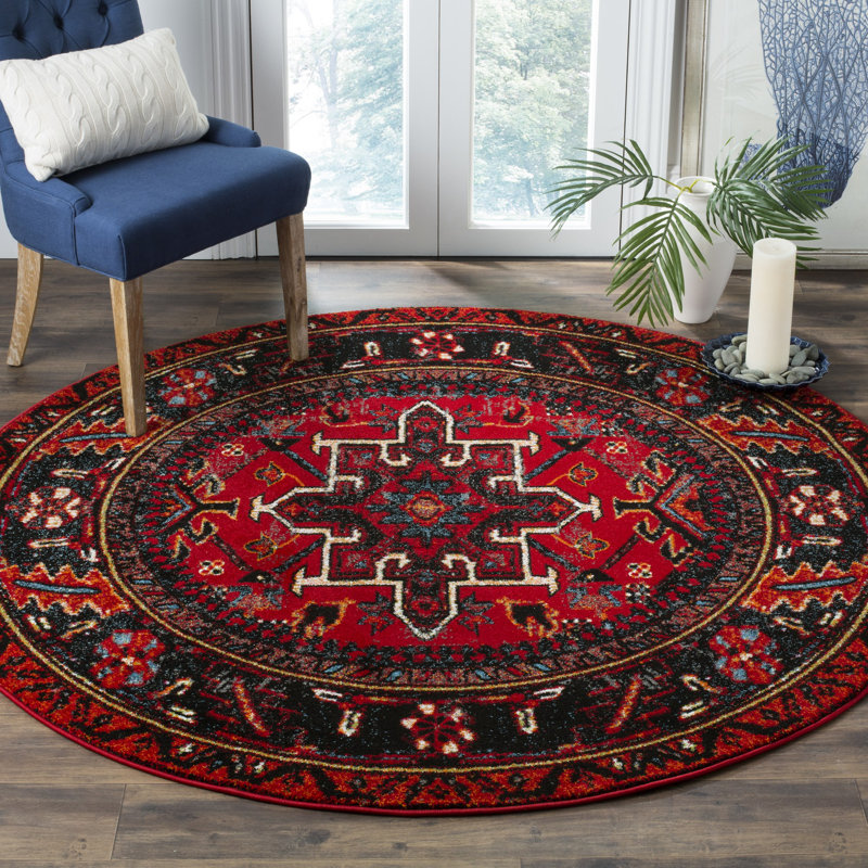 Amaniya Vintage Hamadan Performance Southwestern Rug, Round 5'3"