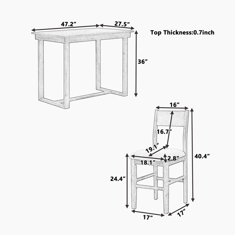Ensemble de table de salle à manger à hauteur de comptoir 5 pièces avec 4 chaises pour petits espaces