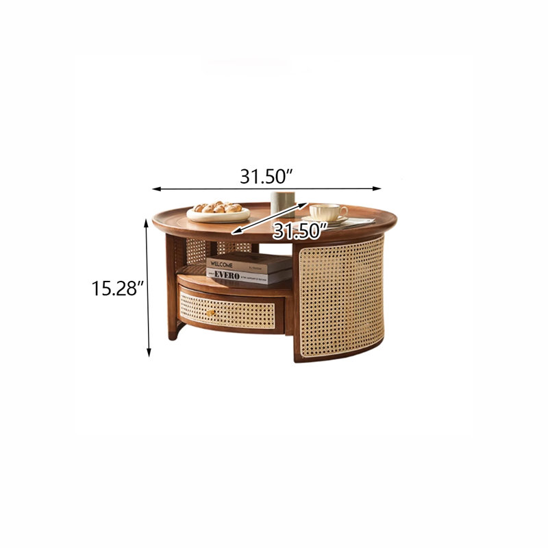 Brown Solid Wood Ash Coffee Table, 15.28" H x 31.5" L x 31.5" W