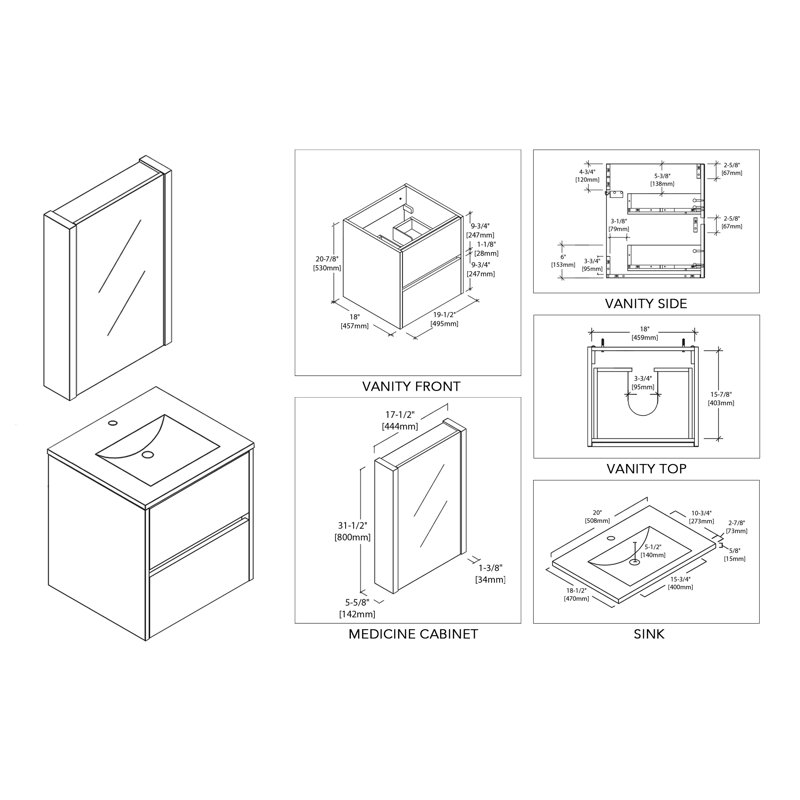 Oquendo 20.375'' Single Bathroom Vanity with Ceramic Top, Silver Grey