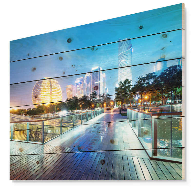 Gratte-ciels china hangzhou-impression sur toile, Bois, H 36 po x l 46 po x P 1,5 po