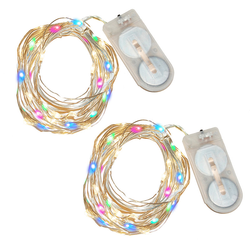 Battery Operated LED Fairy String Lights - 2 Count, Multicolor