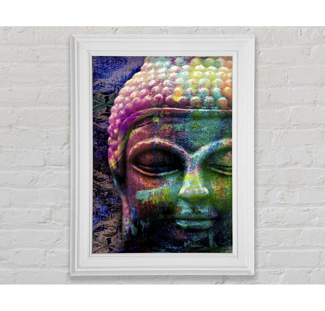 Retro Regenbogen Buddha - Einzelner Bilderrahmen Kunstdrucke