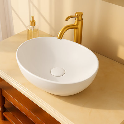 Lavabo vasque ovale en porcelaine vitrifiée 16 po x 13 po