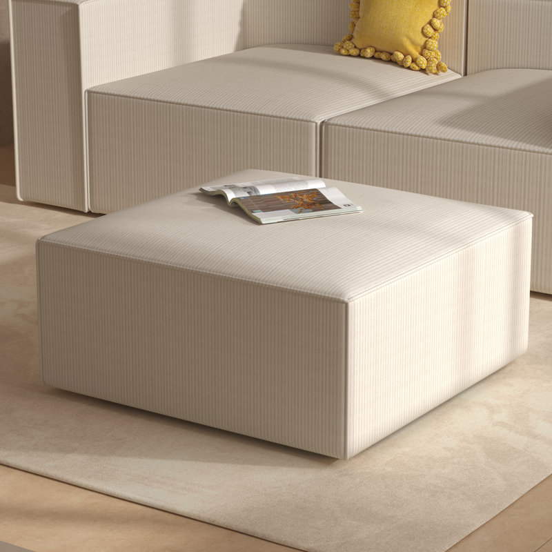 Hershberger-Canapé-repose-pieds-Beige-4/5, Velours côtelé beige