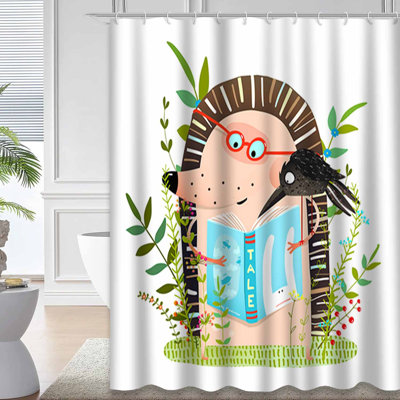 Rideau de douche Hérisson Corbeau avec 12 crochets