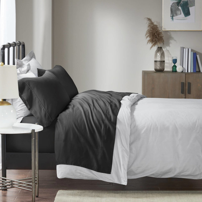 4 Piece King Size Sheet - Wrinkle Cotton Blend, 18" Mattress Fit Pc Wrinkle-, Weave