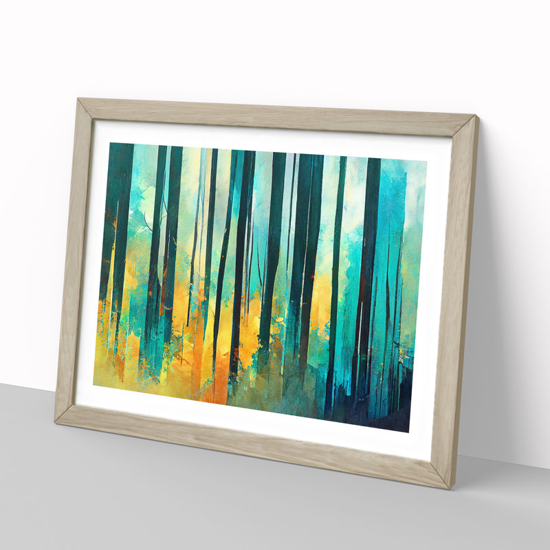 Awesome Abstract Forest Vol.5 - Single Picture Frame Painting, Oak, 46cm H x 64cm W x 2cm D