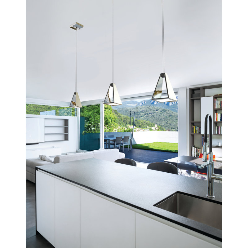 Tria 1-Light Single Geometric Pendant, Polished Chrome