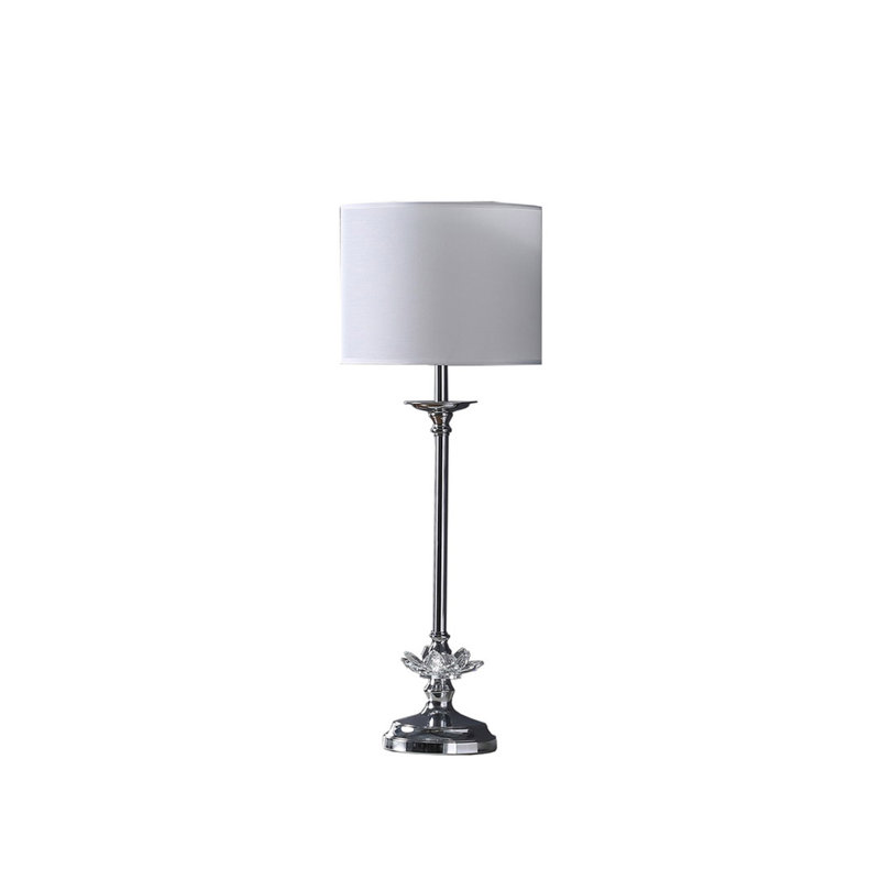 Lampe de table en métal chromé à motif floral 25,5 po