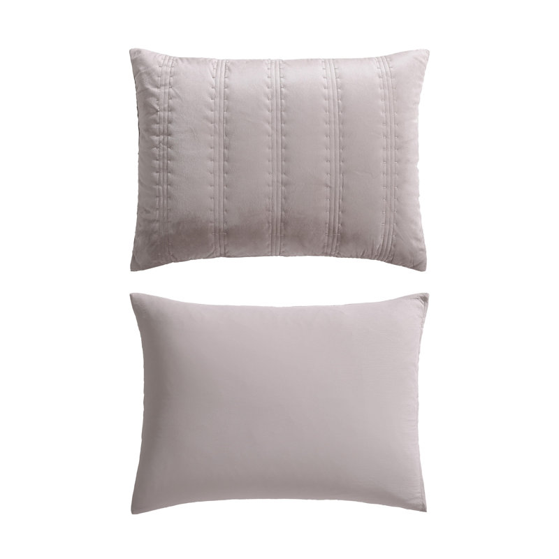 Vera Wang Linear Stitch Solid Quilt Set, King Quilt + 2 King Shams, French Clay