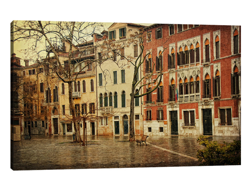 The Courtyard 1 Piece Wrapped Canvas Wall Art, 61cm H x 91cm W x 4cm D