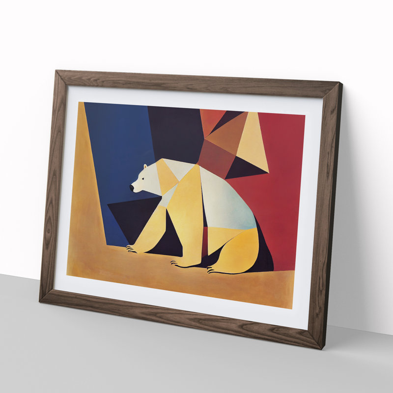 Cool Abstract Polar Bear - Framed Print, 25cm H x 34cm W x 2cm D, Walnut