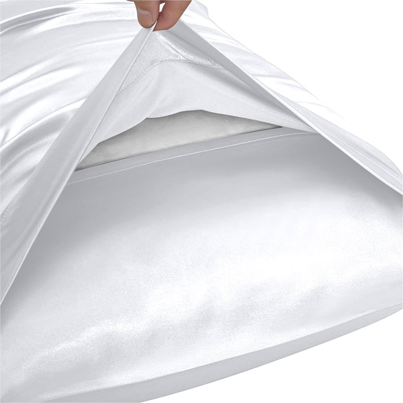 Pillowcase Silky Soft Pillow Case Pair Satin Protector, King, Beige