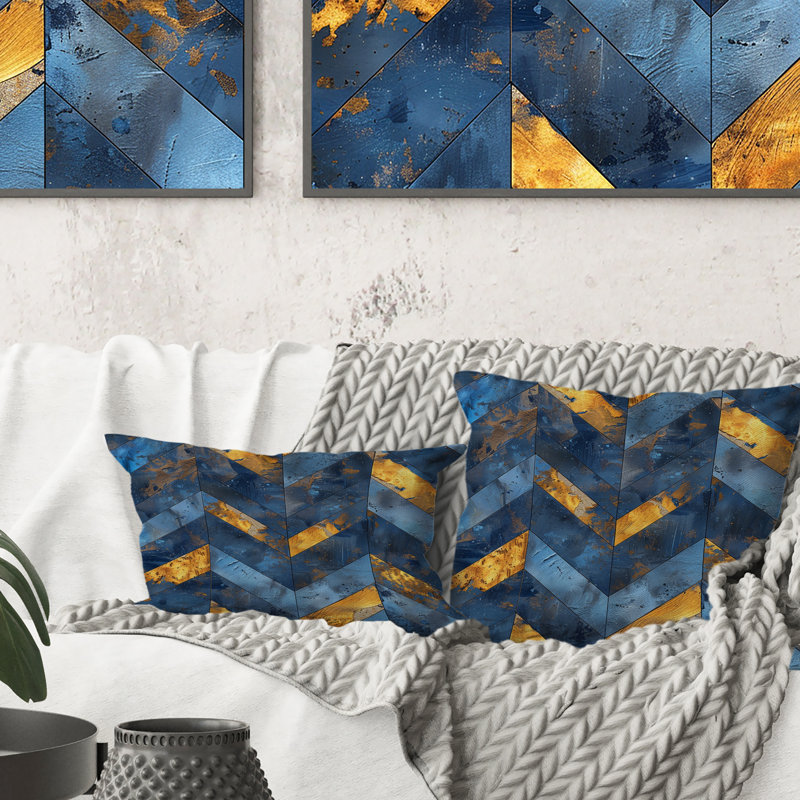 Coussin Chevron Glam IV - Chevron, H 18 po x H 18 po