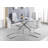 Tierra Sleek Metal and Glass Round Dining Table Set with 6 Faux Leather Upholstered Dining Chairs-73566383