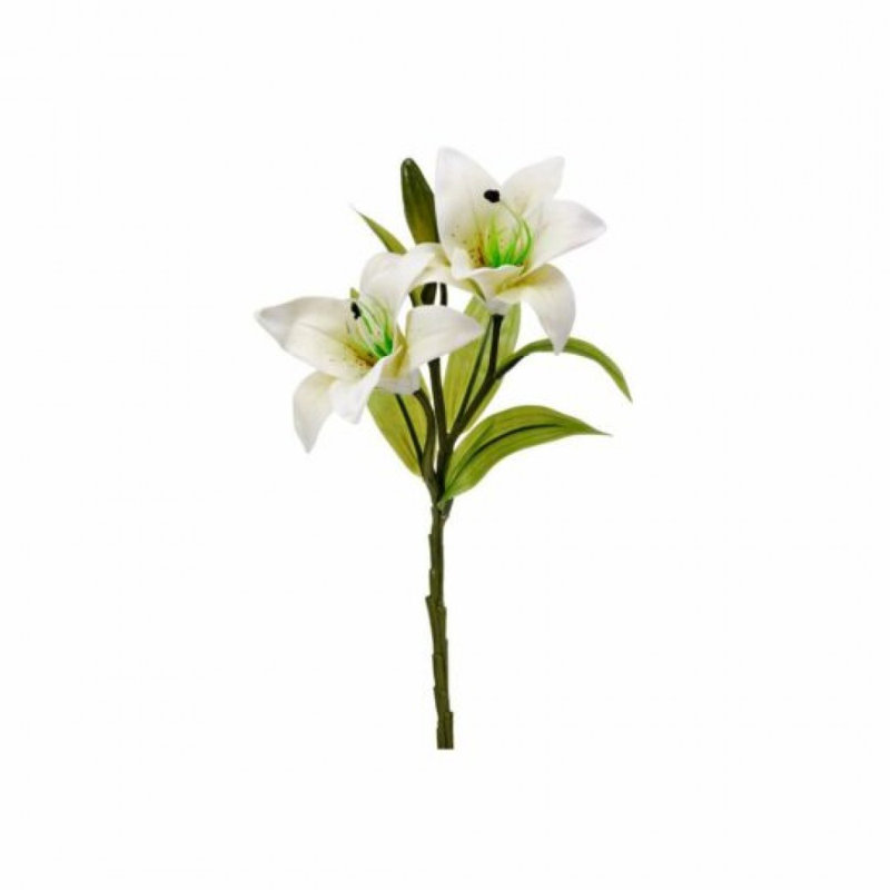 Lys blanc jour avec fleurs artificielles, Blanc, vert, H 12 po x l 4 po x P 4 po
