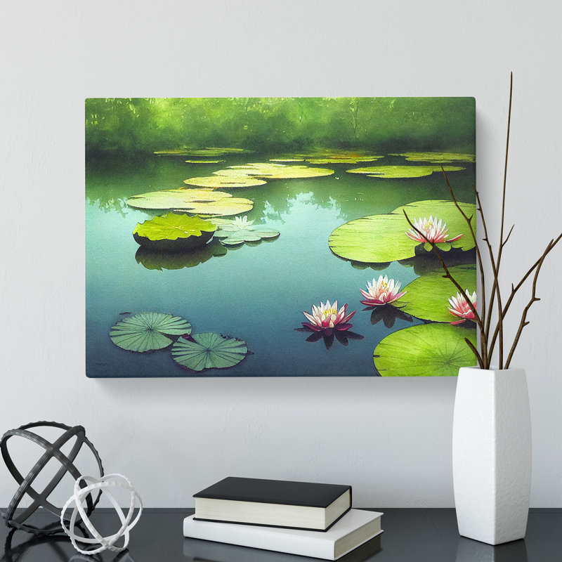 Lily Pond Watercolour Vol.4 - Wrapped Canvas, 35cm H x 50cm W x 3cm D