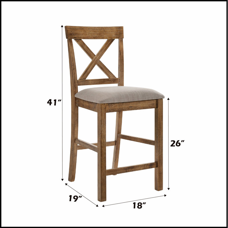 Ensemble de 2 chaises rembourrées en lin à hauteur de comptoir avec dossier en X pour une assise élégante et confortable