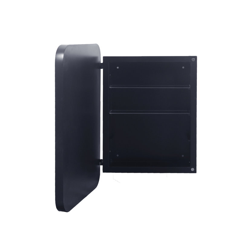 Armoire de salle de bain avec miroir et tablettes réglables - 16 po x 24 po Encadré en métal noir, Noir