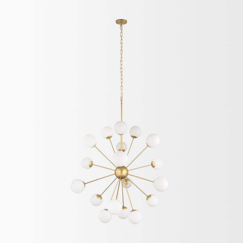 Lustre linéaire moderne Spoutnik à 18 lumières Strandquist, Or brossé