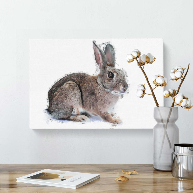 Brown Bunny Rabbit in Abstract - Wrapped Canvas, 35cm H x 50cm W x 3cm D