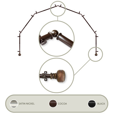 Nolia Ornament 6-Sided Bay Window Single Curtain Rod & Hardware Set