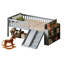 Bed Frame With Storage Shelf, Wooden Bed With Slide And Ladder, Guardrail-376879362