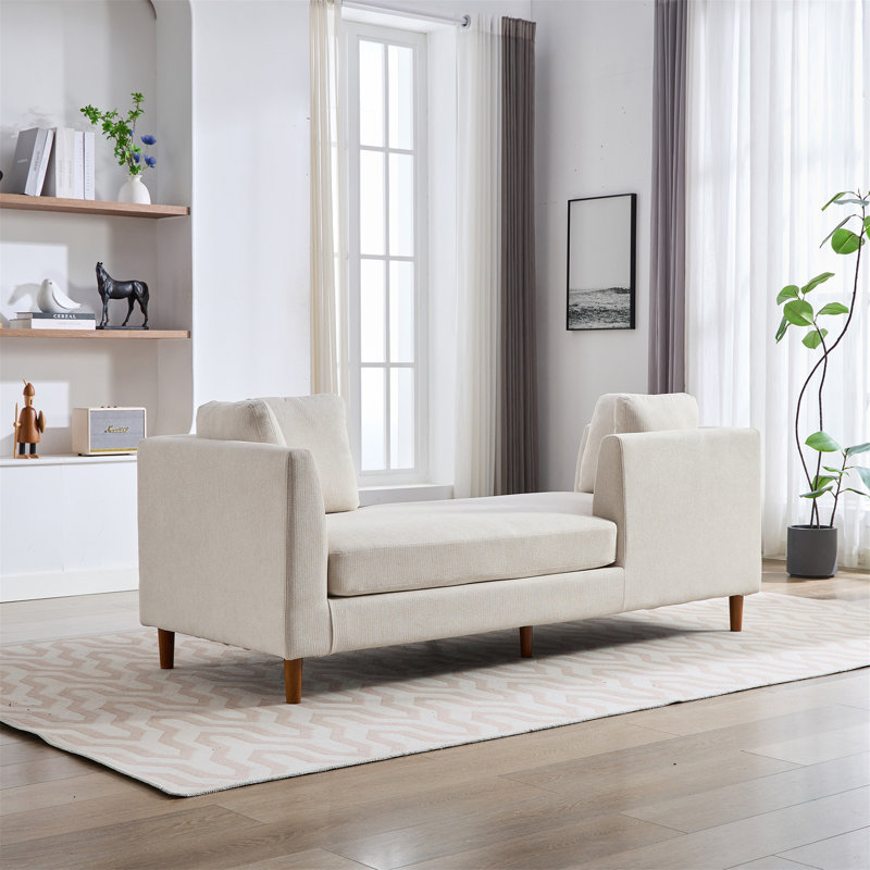 Canapé-lit double rembourré en chenille de 77,95 po, Beige