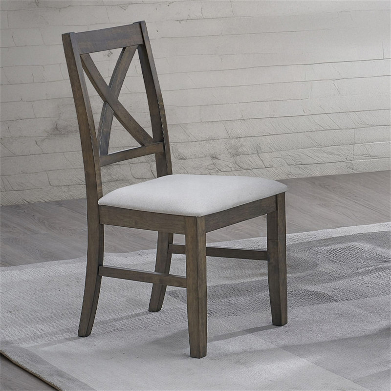 Finition de salle à manger, chaises d'appoint, ensemble de 2 pièces, coussin de siège rembourré, meubles de cuisine en bois à dossier en X seulement, tables non incluses