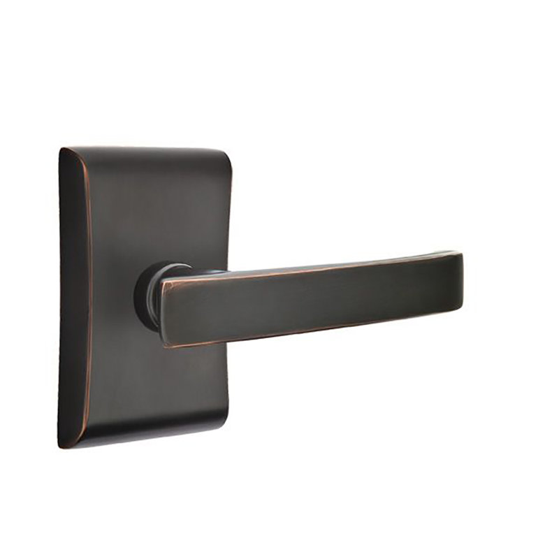 Levier de porte avec rosette Geneva, Droite, Bronze huilé