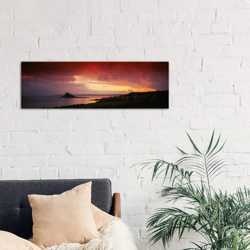Clouds Over An Island, St. Michael's Mount, Cornwall, England by Panoramic Images - Wrapped Canvas Panoramic Print